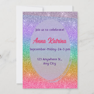 Glitter verjaardag uitnodiging