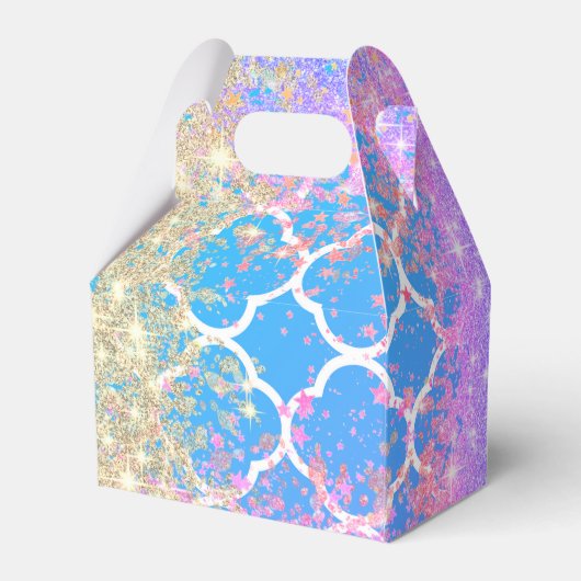 Glitter Verjaardag Whimsical Eenhoorn Custom Bedankdoosjes (Achterkant)