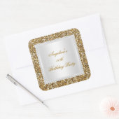 Glitter Verjaardagsfeest Gouden Diamant Trim Alle  Vierkante Sticker (Envelop)