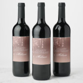 Glitter Verjaardagsfeestje Roze Glam Wijn Etiket (Flessen)