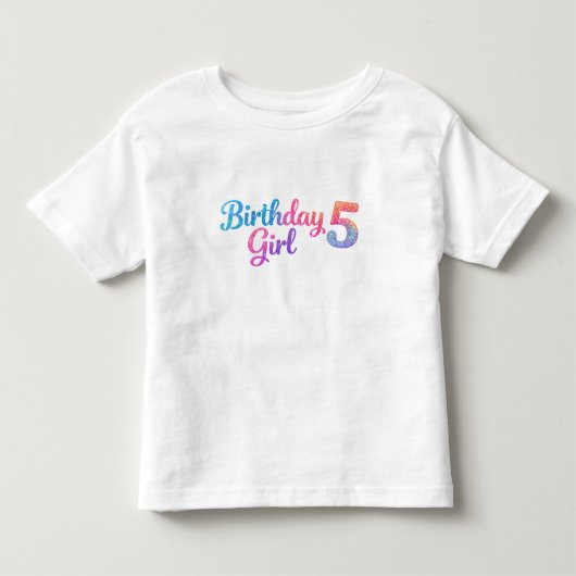 Glitter Verjaardagsmeisje 5 Kids T-Shirt (Voorkant)