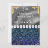 Glitter Verrassing Verjaardag Blauw Violet Zebra P Kaart (Voorkant)