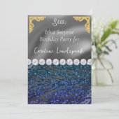 Glitter Verrassing Verjaardag Blauw Violet Zebra P Kaart (Staand voorkant)