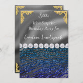 Glitter Verrassing Verjaardag Blauw Violet Zebra P Kaart (Voorkant / Achterkant)