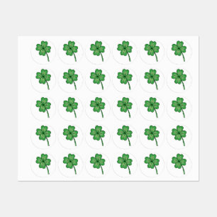 Glitter Vierbladige Klaver Labels