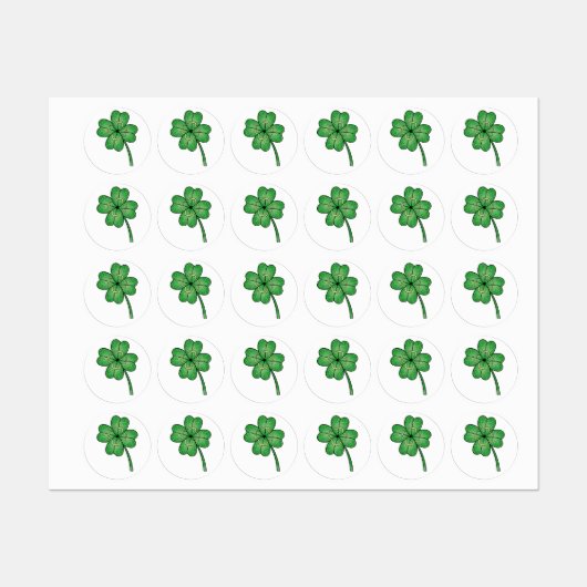 Glitter Vierbladige Klaver Labels (Vel)