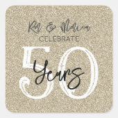 Glitter vieren 50 jaar bruiloft Jubileum Vierkante Sticker (Voorkant)
