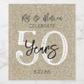 Glitter vieren 50 jaar bruiloft Jubileum Wijn Etiket (Enkel label)