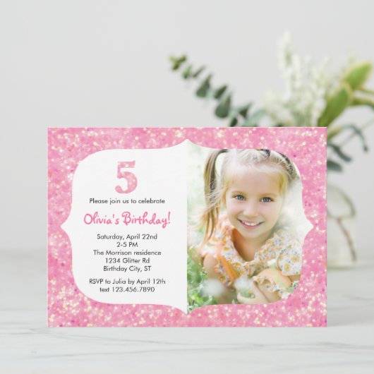 Glitter Vijfde uitnodiging van de Dag (Staand voorkant)