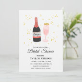 Glitter vino champagne - bruids douche uitnodiging (Staand voorkant)