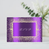 Glitter Violet Amethist Gold RSVP Krystal Kaartje (Staand voorkant)