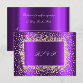 Glitter Violet Amethist Gold RSVP Krystal Kaartje (Voorkant / Achterkant)