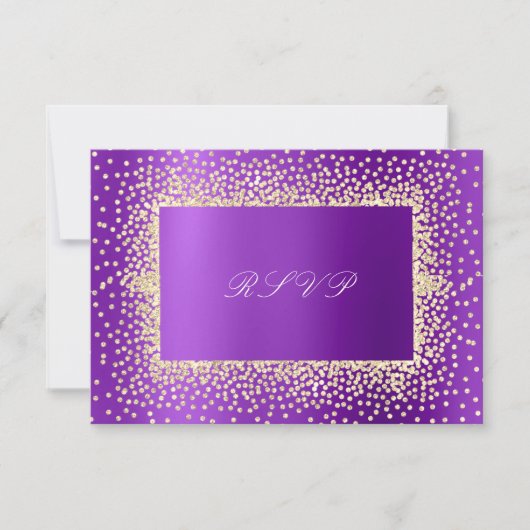 Glitter Violet Amethyst Gold RSVP Krystal A Kaartje (Voorkant)