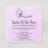 *~* Glitter Violet Magenta Line Art Flower Vierkante Visitekaartje (Achterkant)