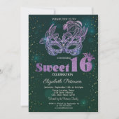 Glitter Violet Masque Green Sweet 16 Kaart (Voorkant)