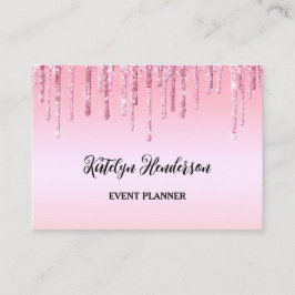 Glitter-Visitekaartje voor persoonlijk roze druppe Visitekaartje