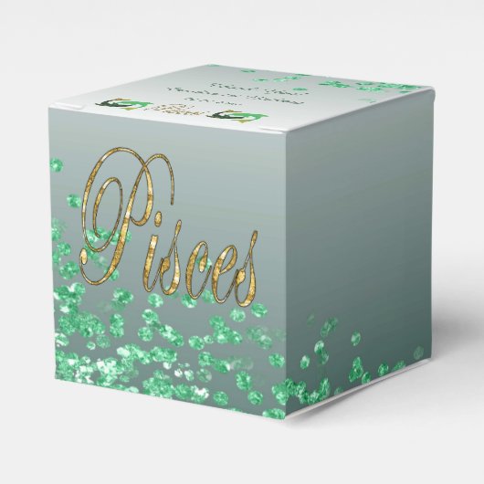 Glitter Vissen & Groene Glitter Verjaardag Bedankdoosjes (Voorkant Zijde)