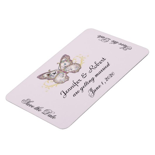 Glitter Vlinder Lavendel Bruiloft Save the Date Magneet (Linkerzijde)