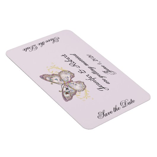 Glitter Vlinder Lavendel Bruiloft Save the Date Magneet (Rechterzijde)