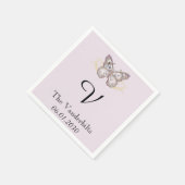 Glitter vlinder lavendel monogram bruiloft servet (Hoek)