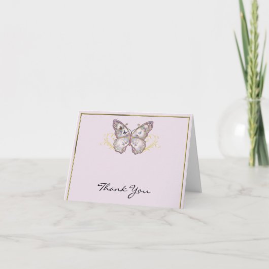 Glitter Vlinder op Lavendel Bedankt (Voorkant)