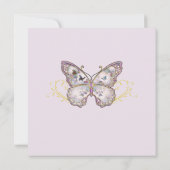 Glitter vlinder op lavendel bruiloft uitnodiging (Achterkant)