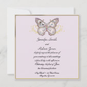 Glitter vlinder op lavendel bruiloft uitnodiging (Voorkant)