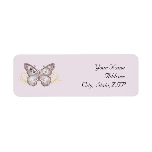 Glitter Vlinder op Lavendel Etiket (Voorkant)