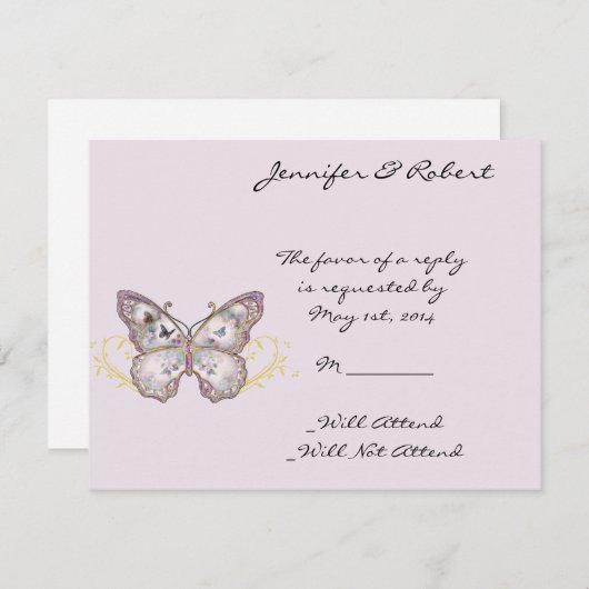 Glitter vlinder op lavendel reactie Kaart (Voorkant / Achterkant)