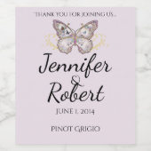Glitter vlinder op Lavendel Wijn Label Wijn Etiket (Enkel label)