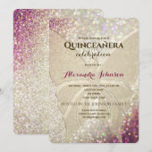 Glitter Vlinder Quinceañera Kaart (Voorkant / Achterkant)