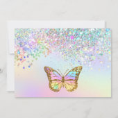 Glitter vlinder Verjaardag Uitnodiging (Achterkant)