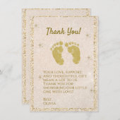 Glitter Voetafdruk Baby Boy Bedankt Card (Voorkant / Achterkant)