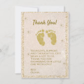 Glitter Voetafdruk Baby Boy Bedankt Card (Voorkant)