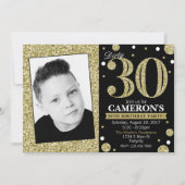 Glitter Volwassen Mijlpaal Verjaardag Fotouitnodig Kaart (Voorkant)