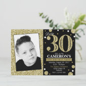 Glitter Volwassen Mijlpaal Verjaardag Fotouitnodig Kaart (Staand voorkant)