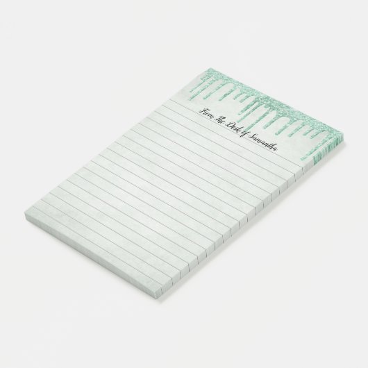 Glitter voor gepersonaliseerd groen opdrijven post-it® notes (Schuin)