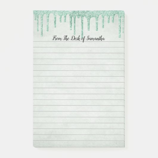 Glitter voor gepersonaliseerd groen opdrijven post-it® notes (Voorkant)