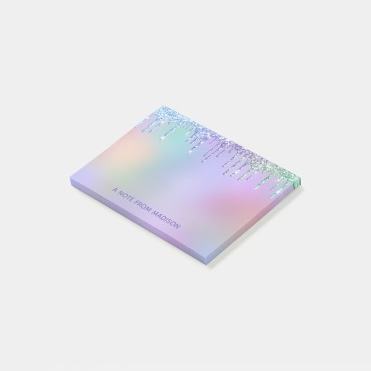 Glitter voor gepersonaliseerde regenboogstang post-it® notes (Schuin)