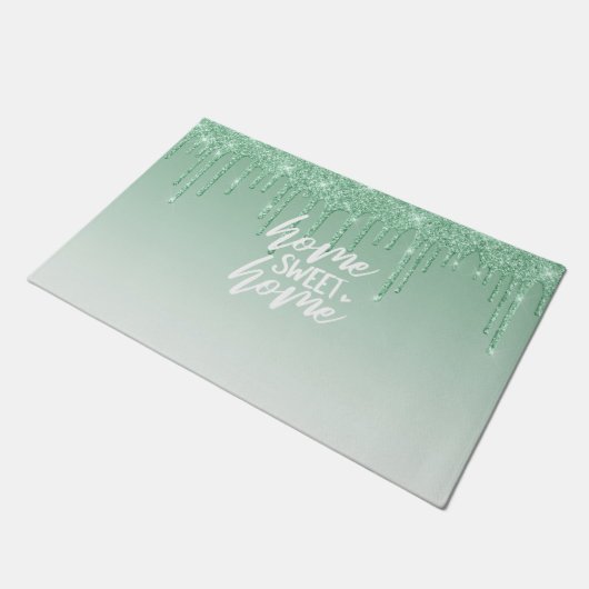 Glitter voor groene druppels | Home Sweet Home Deurmat (Schuin)