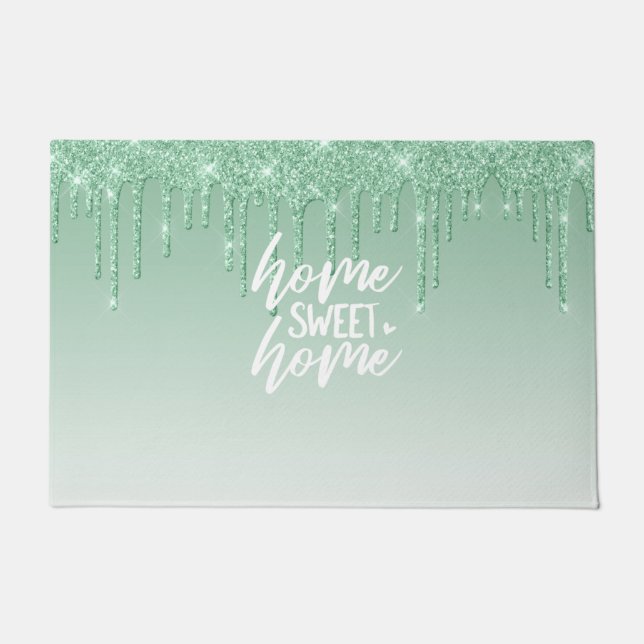 Glitter voor groene druppels | Home Sweet Home Deurmat (Voorkant)