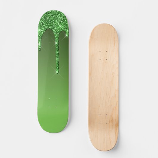 Glitter voor groene druppels persoonlijk skateboard (Voorkant)