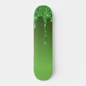Glitter voor groene druppels persoonlijk skateboard (Voorkant)
