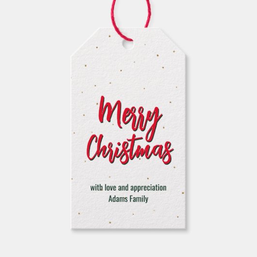 Glitter voor kerstgoud cadeaulabel (Voorkant)