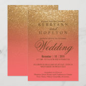 Glitter voor koraal en goud kaart (Voorkant / Achterkant)