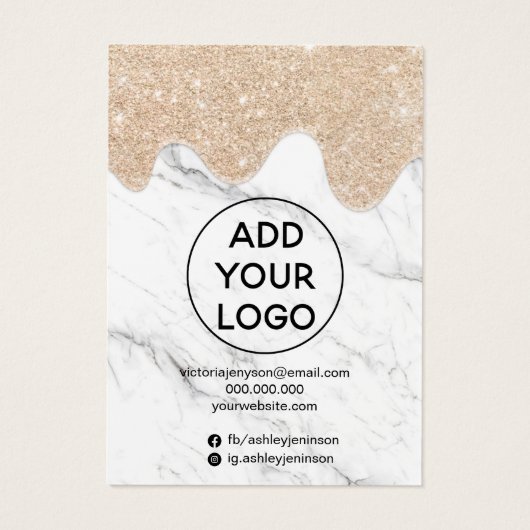 Glitter voor marmer druppelt sieroorbellen visitekaartje (Achterkant)