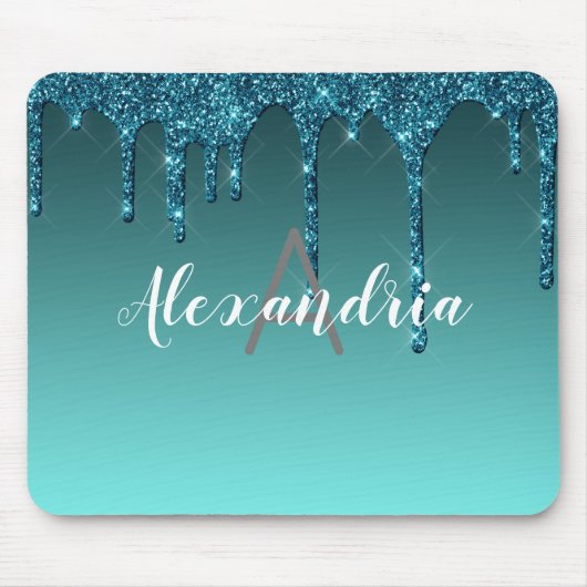 Glitter voor persoonlijk Blauwgroen opvoeren Muismat (Voorkant)