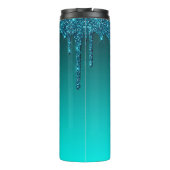 Glitter voor persoonlijk Blauwgroen opvoeren Thermosbeker (Achterkant)