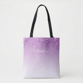 Glitter voor persoonlijk Paars uitdrijven Tote Bag
