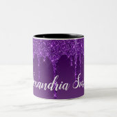 Glitter voor persoonlijk Paars uitdrijven Tweekleurige Koffiemok (Center)